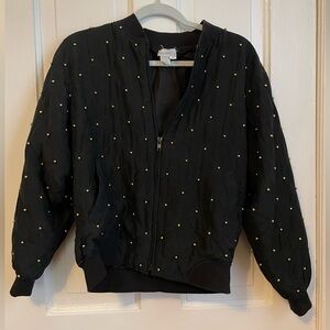 VINTAGE 100% Silk Black Gold Beaded Puffer Jacket